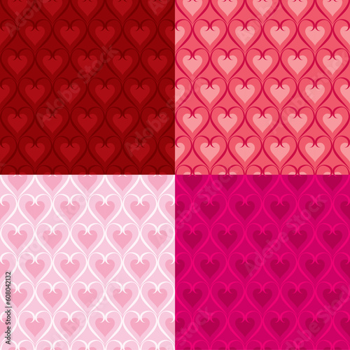 Vector set of Valentine heart patterns