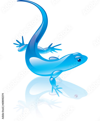 Vector illustration of reptile symbol. Blue design.