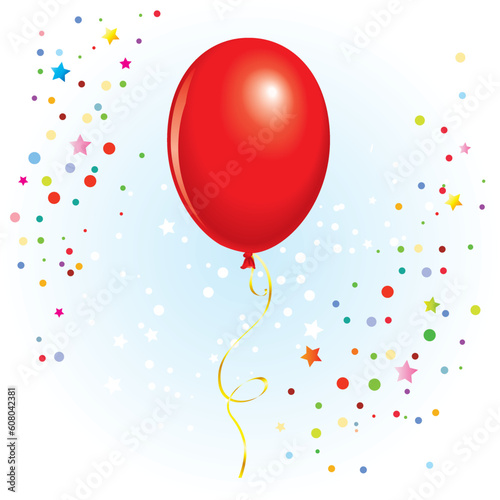 Red balloon with dangling curly ribbon in vector format