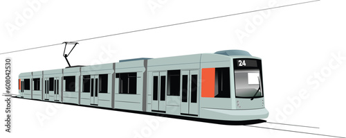 City transport. Tram. Vector illustration