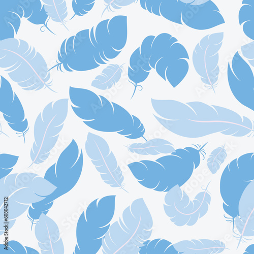 Seamless background with feathers in three colors themes. Vector illustration can be scale to any size and easy to edit.
