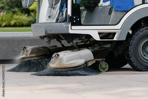 cleaning floor with machine 