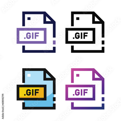 GIF file icon design in four variation color