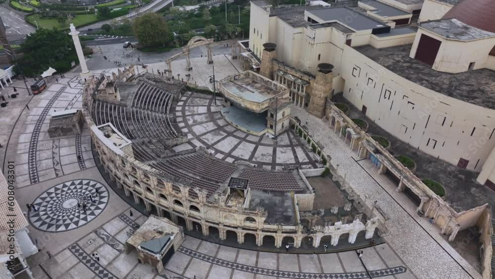 Ruins Of An Ancient Amphitheater In Fisherman's Wharf Macao, Aerial View Ruins Of An Ancient Amphitheater In Fisherman's Wharf Macao, Aerial View