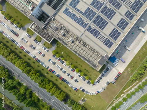 solar panels on factory rooftop