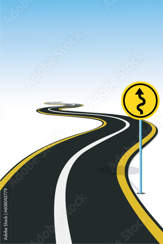 illustration of road sign pole beside highway