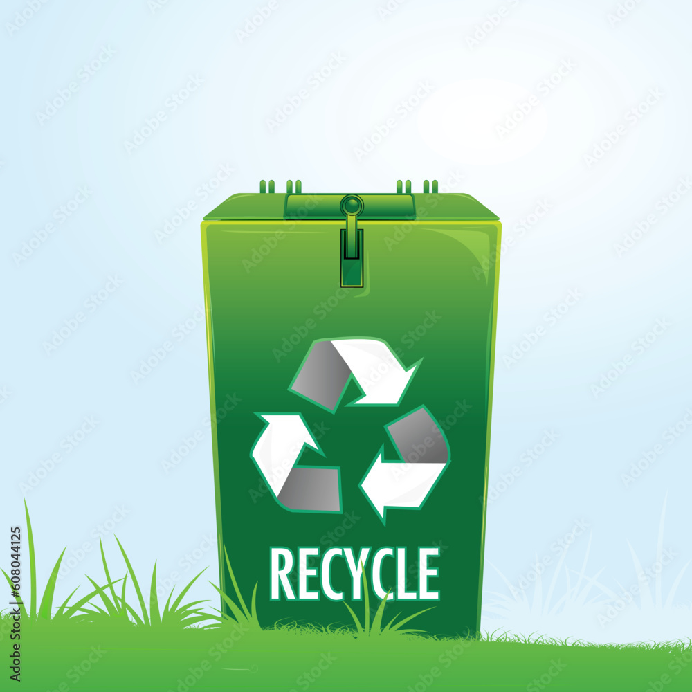 illustration of recycle bin in park illustration of recycle bin in park