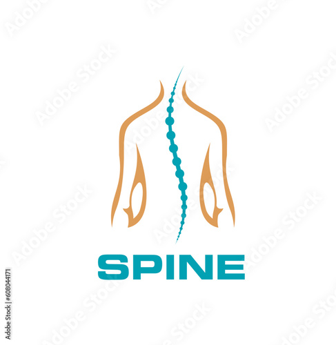 Spine chiropractic icon, physiotherapy of back pain and body health, vector symbol. Spine healthcare icon of osteopathic and orthopedic rehabilitation clinic or chiropractic medical center sign