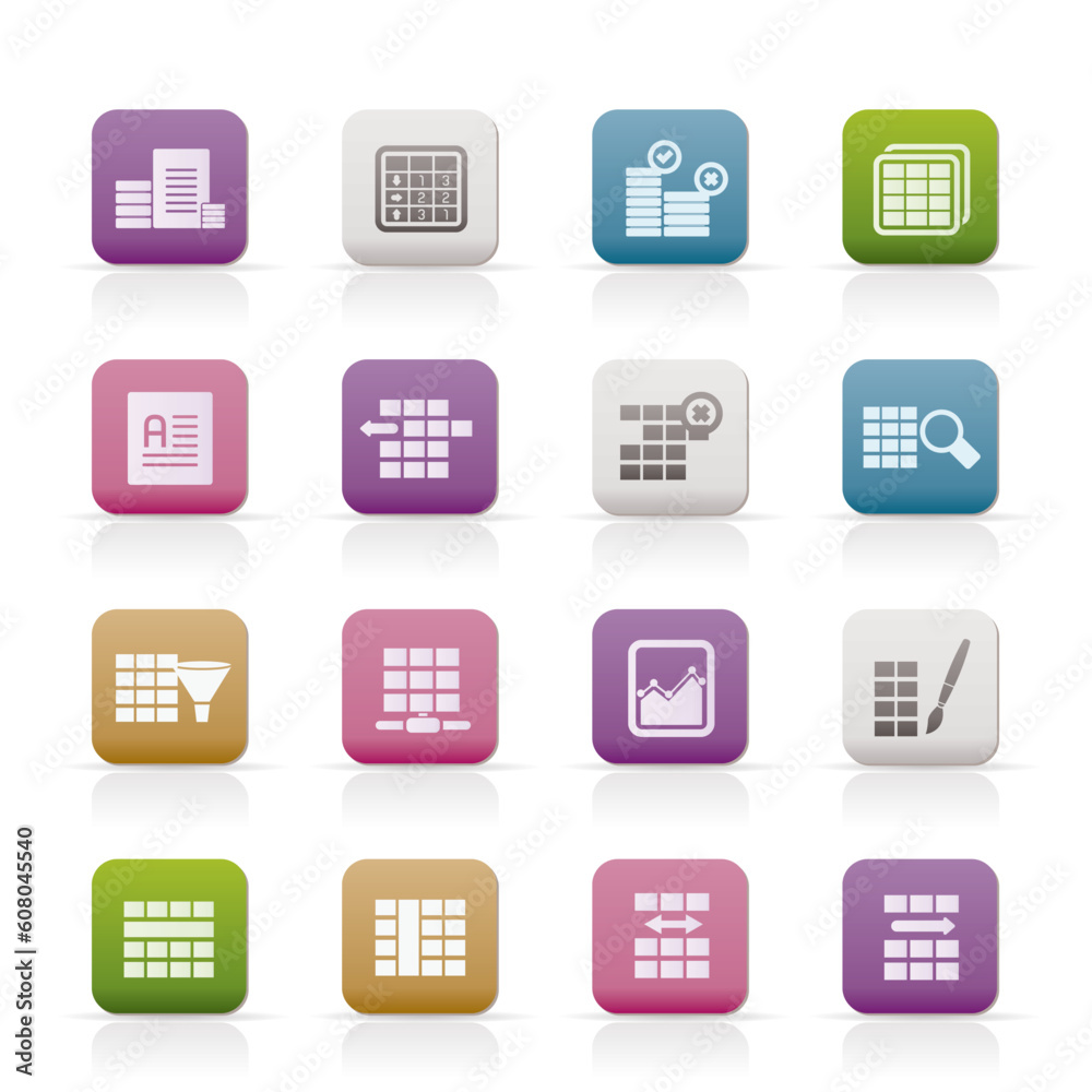 Database and Table Formatting Icons - Vector Icon Set Database and Table Formatting Icons - Vector Icon Set