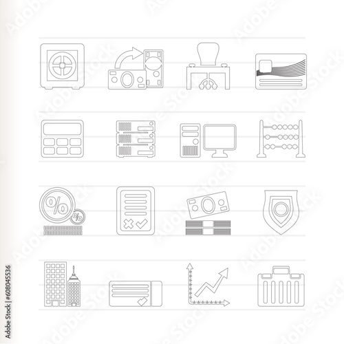 bank, business, finance and office icons - vector icon set