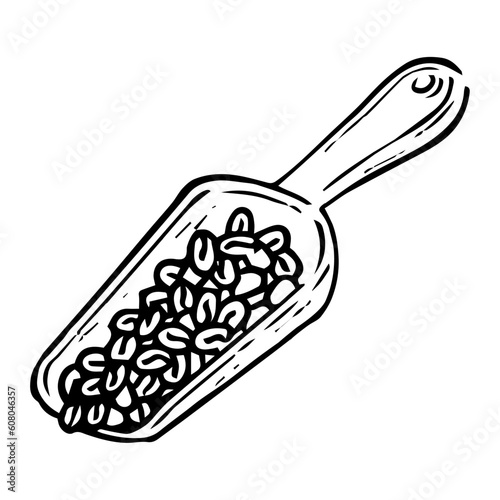 モノクロ　手描きのコーヒーメジャースプーン