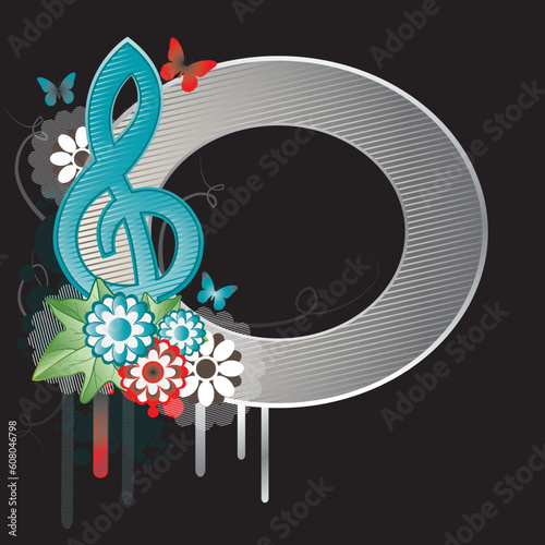Background with Treble clef.Vector Illustration