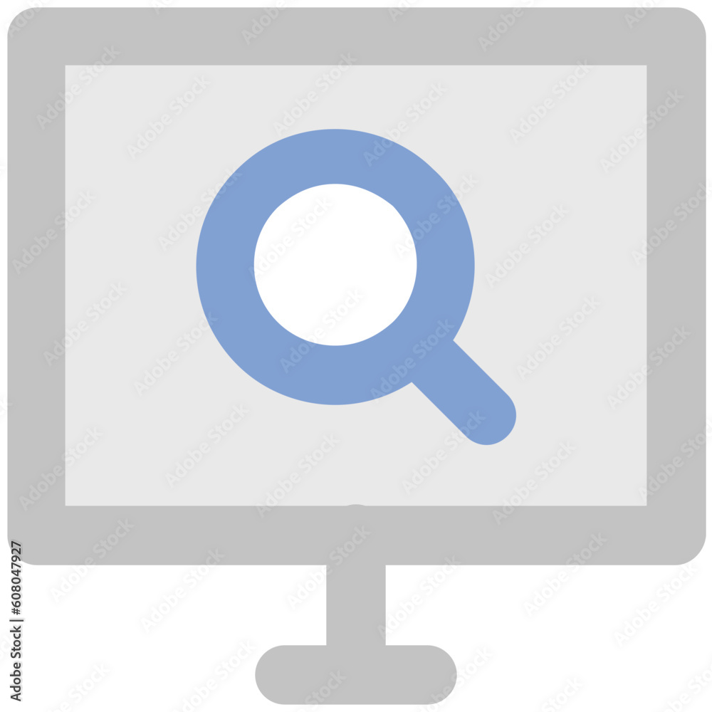 An icon design of LCD with magnifier An icon design of LCD with magnifier