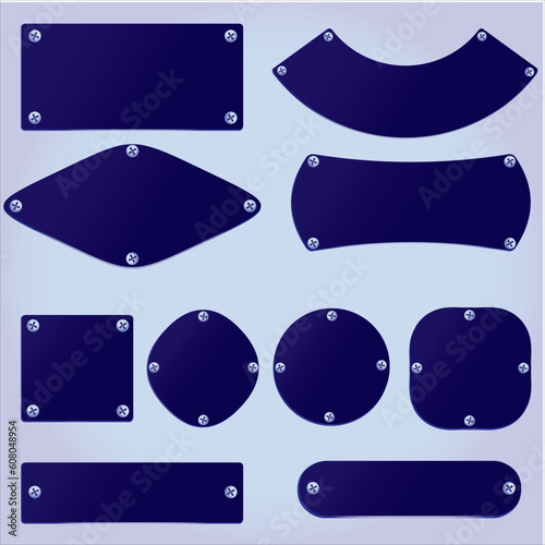 vector metal plates set, grouped objects, fully editable