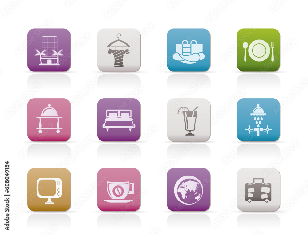 Hotel, motel and holidays icons - vector icon set Hotel, motel and holidays icons - vector icon set