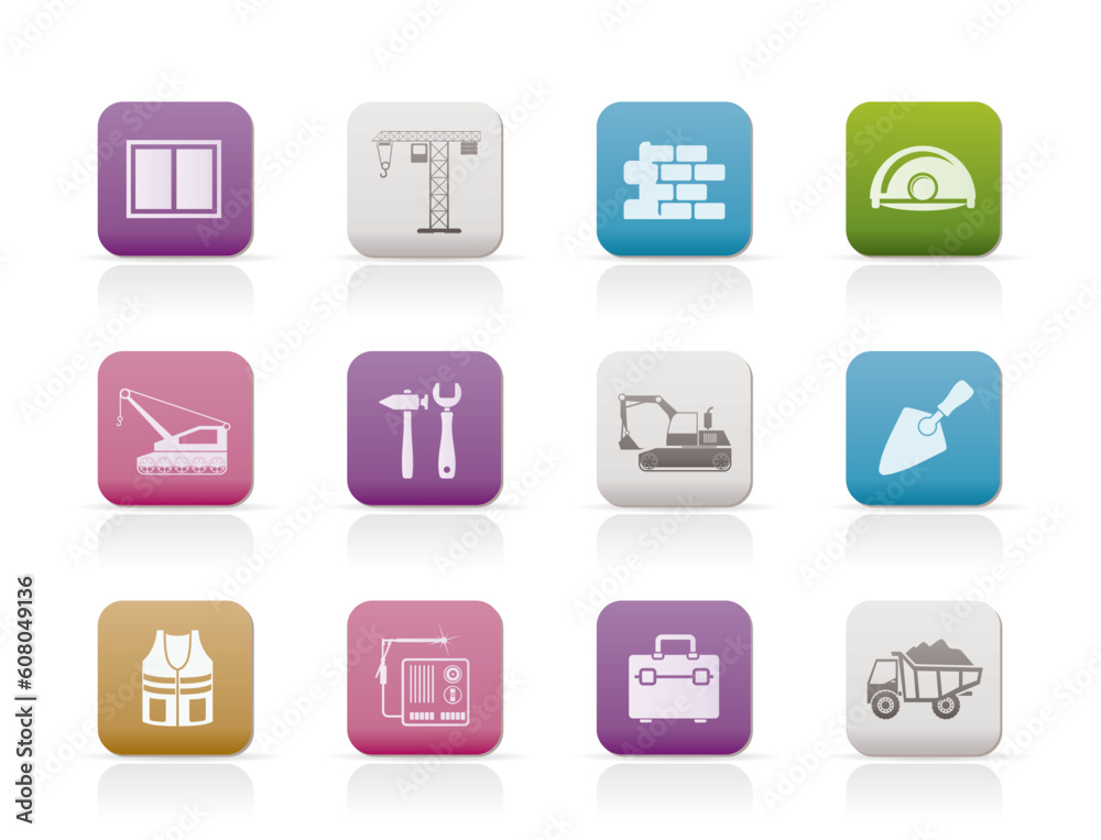building and construction icons - vector icon set