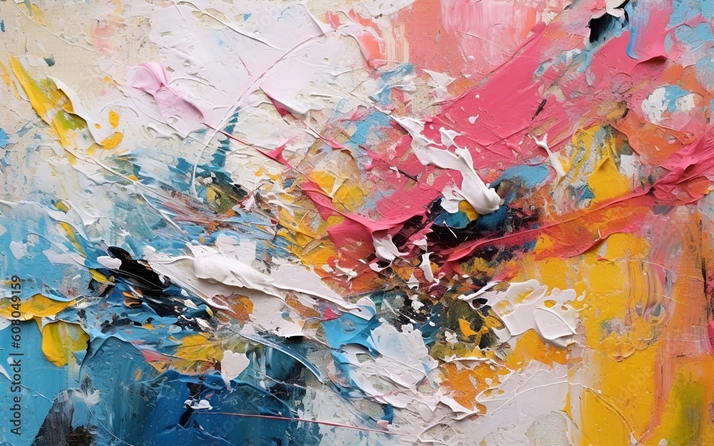 Fototapeta premium Complex abstract painting background with bold and vivid texture