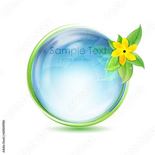 illustration of natural globe with flower on white background