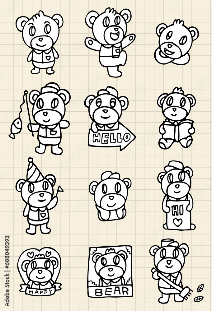 hand draw cute bear element