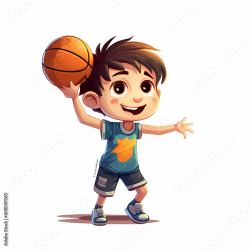 cartoon boy playing basket ball. Generative AI © The Last Word