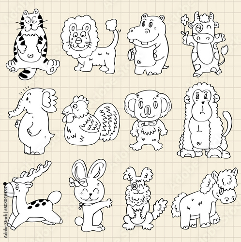 Fototapeta Naklejka Na Ścianę i Meble -  cute animals draw