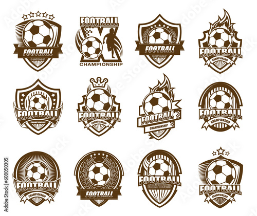 Illustration of modern black and white football symbol set