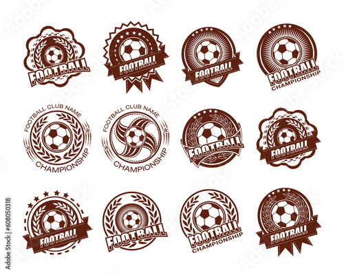 Illustration of football label set.It's Football attack concept
