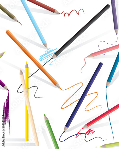 Drawing color pencils ,vector illustration
