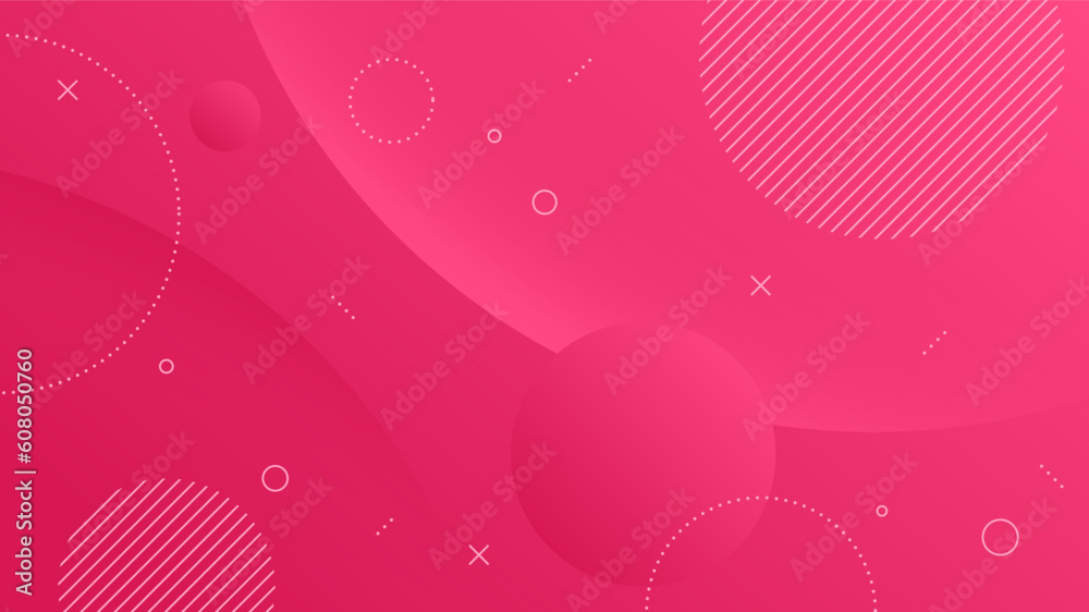 Modern Abstract Background with Motion Round Circle Wave Retro Memphis and Red Pink Gradient Color