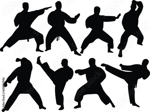 karate silhouette collection vector
