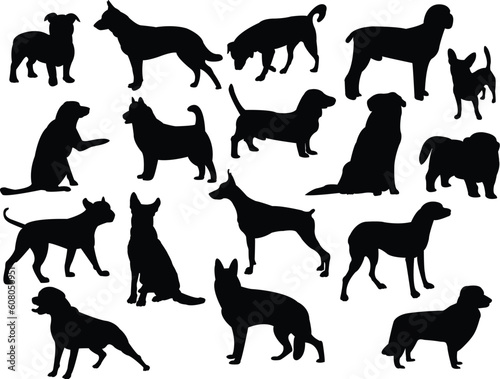 dogs silhouette collection vector