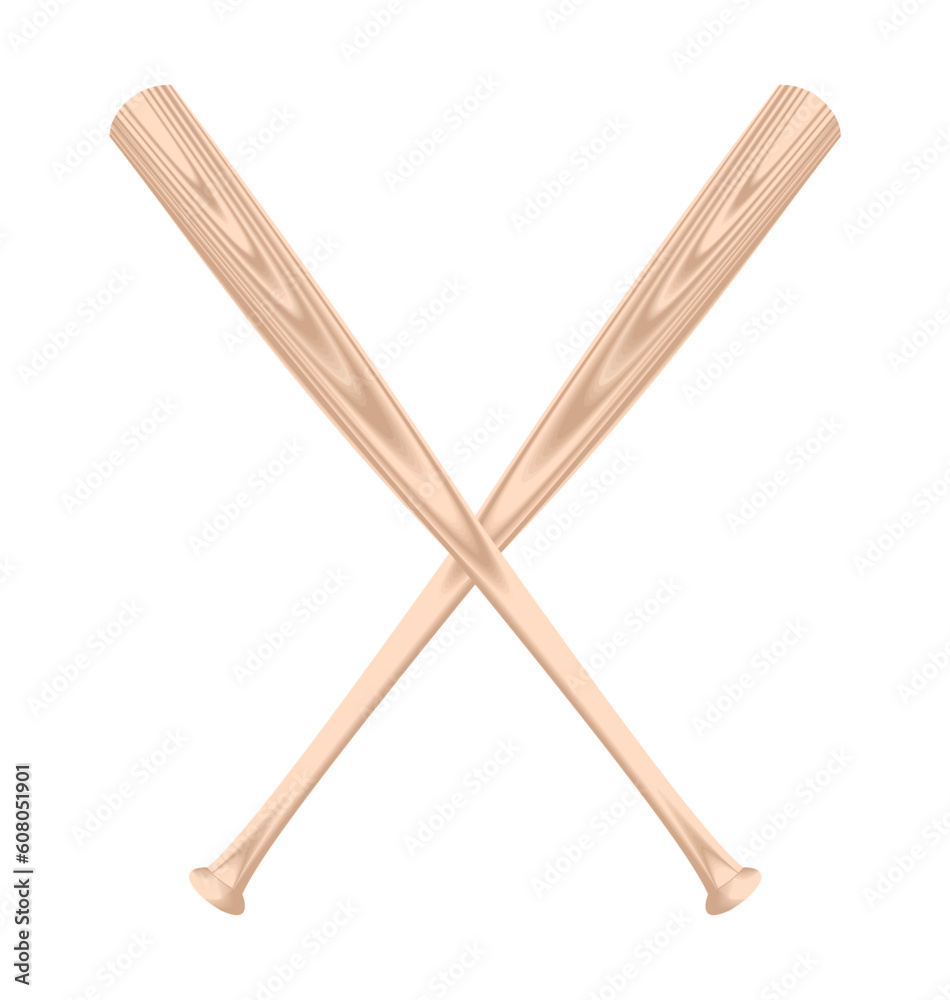 Realistic illustration of two baseball bat - vector Realistic illustration of two baseball bat - vector