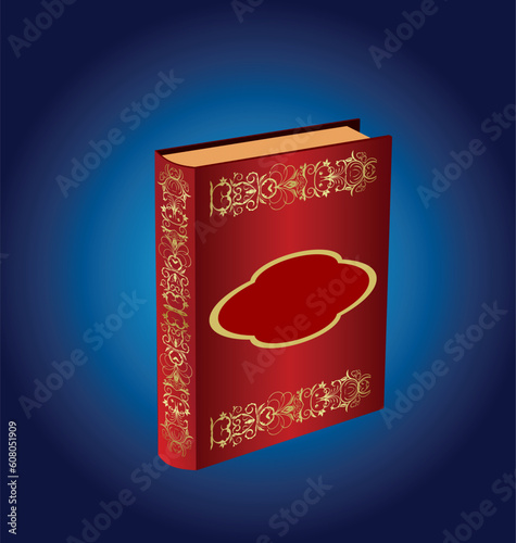Book decorated with an ornament is isolated. Vector