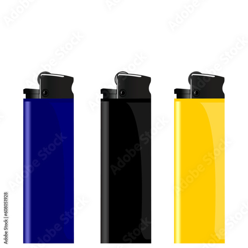 Realistic illustration three colored lighter - vector