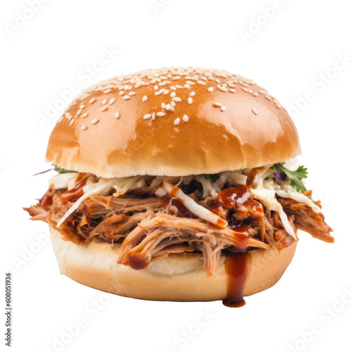 pulled pork sandwich isolated on a transparent background © Perfect PNG