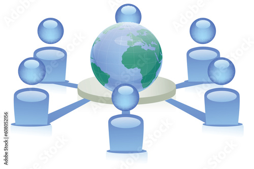 illustration of people from around the world connecting to form social networking