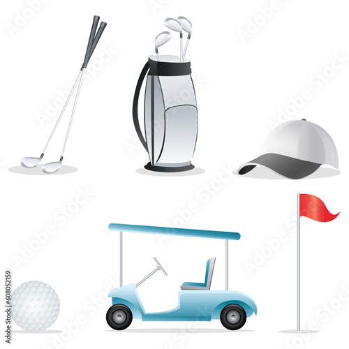 illustration of golf elements on an isolated background