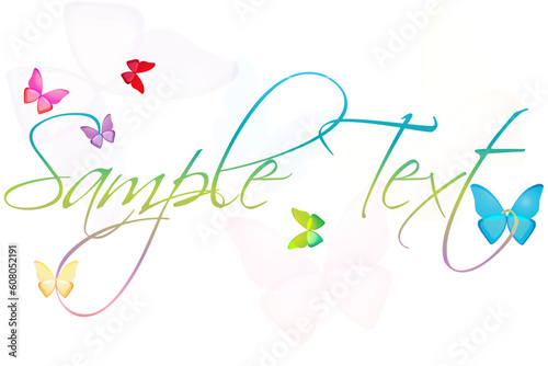 illustration of sample text with butterflies on an isolated background