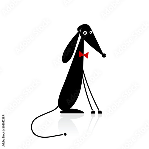 Funny black dog silhouette for your design photo