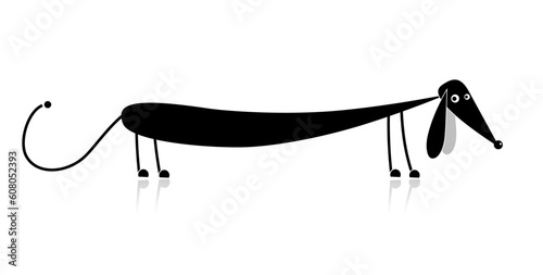 Funny black dog silhouette for your design