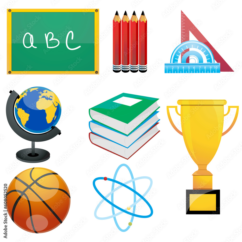 illustration of set of elements for education on isolated background illustration of set of elements for education on isolated background