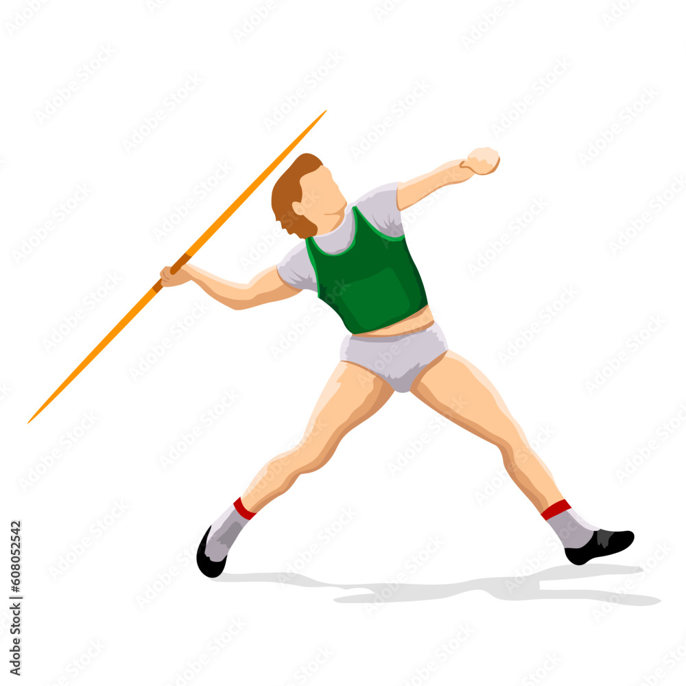 illustration of javeline player throwing javeline