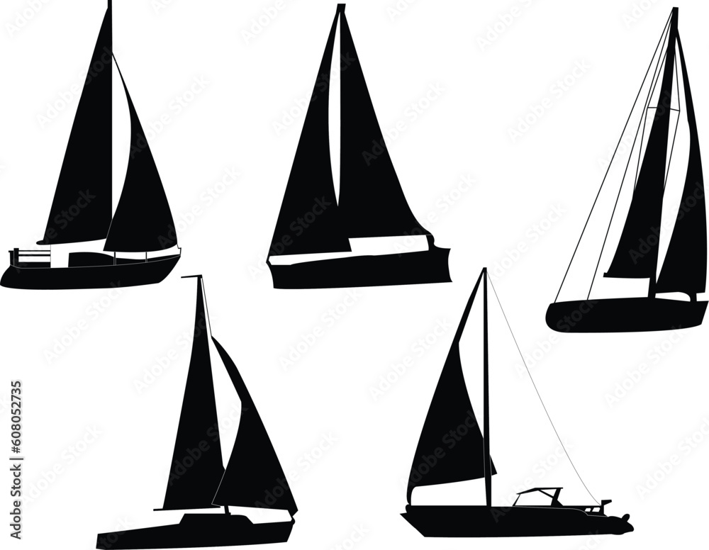 sail boats silhouette - vector