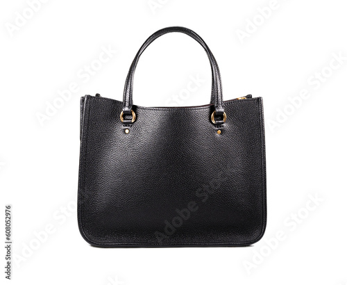 black lady's handbag bag isolated on a white background