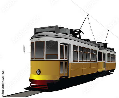 City transport. Vintage tram style. Vector illustration