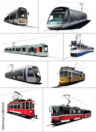 City transport. Tram. Vector illustration