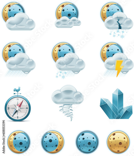 Set of the weather forecast related icons