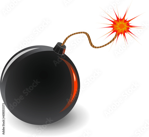 bomb with burning fuse isolated on white background