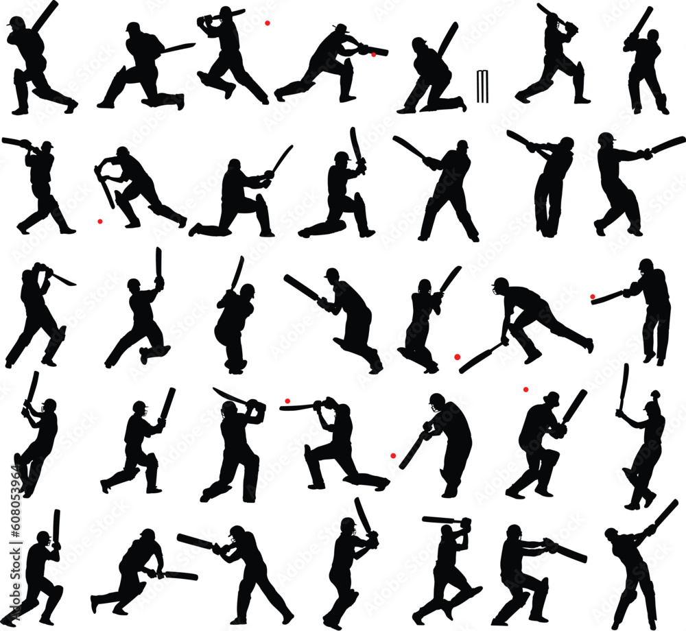 big collection of cricket players - vector big collection of cricket players - vector