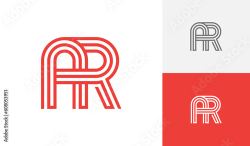 Letter AR monoline initial monogram logo